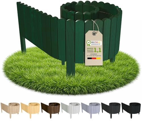 Floranica Rollborder Flexibelt trästaket 200 x 10 cm Grön (Förkortningsbar) Tallträ Rabattkant trä Trästaket på Rulleträdgårdskant trä Trädgårdsstaket för fruktträdgårdar Rabattkanter