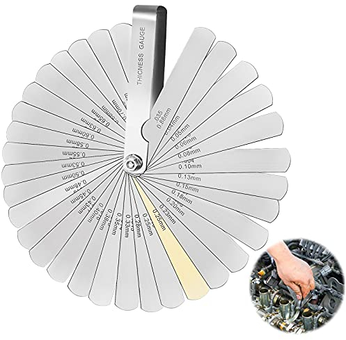 Feeler Gauges Stainless Steel Feeler Gauge Dual Markered Imperial and Metric Feeler Gauge Set 32 Blades Valve Feeler Gauges Spark Plug Feeler Gauges mm feeler gauges imperial(0.04-0.88mm)