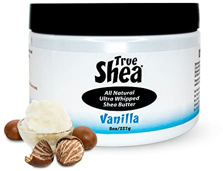 True Shea - Moisturizing African Whipped Shea Butter, Vanilla, All-Natural Skincare Must-Have, Made from Unrefined Raw Shea Butter Enriched with Sunflower & Coconut Oil for Skin, No Parabens, 8 oz