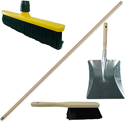 Novaliv Balai à griffes en plastique 40 cm I Balayette à main en plastique noir I Pelle galvanisée pour l'extérieur