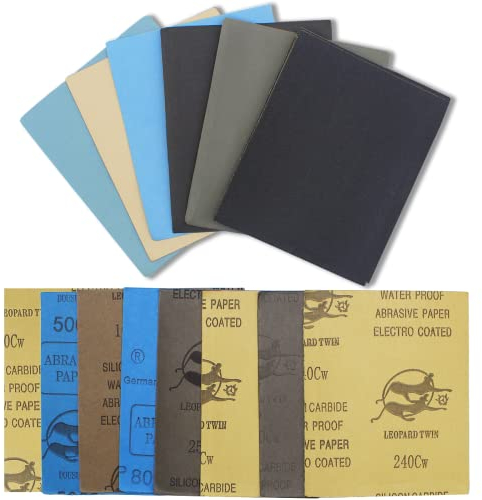 Papel de lija 140 x 114 mm.240 320 400 600 800 1000 1200 1500 2000 2500 3000 5000 8000 10000 multigranos .Adecuado para manualidades de bricolaje, maquetas, madera y artesanía (28 hojas)