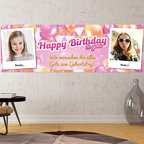 Geburtstags Banner - personalisiert mit Deinen Texten & Fotos | XL - Format (Layout 7)