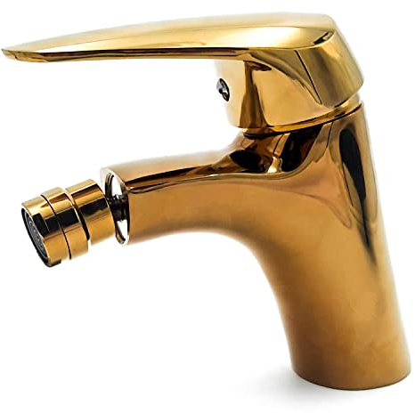 Miscelatore Bidet Rubinetto Bagno Dorato Lucido Monocomando Cromo Singola Leva Caldo Freddo Montato Sul Ponte Colore Placca Oro Cromato Spazzolato Beccuccio Regolabile Manico Girevole Moderno Ottone