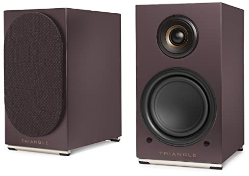Triangle - Enceintes Actives AIO Twin - Enceintes Bibliothèque Wi-FI & Bluetooth avec Amplificateur 2x50W - Audio HD - Entrées Phono/Platine + TV Optique - 165 x 304 x 235 mm - Aubergine (Paire)