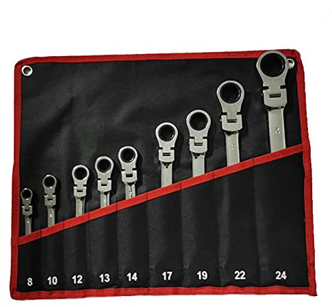 BOSUGE Ratchet Spanner Set,Combination Spanner Set 6-24mm Universal Wrench Tool Set Wrench Combination Ratchet Wrench Tool Set Car Repair Tool Set Hand Tool Wrench Set Universal S (Color : 9P)