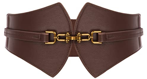Damen Metallschnalle Bindegürtel Y2K Korsett Elastische Taillengürtel Breite Tied Waspie Gürtel Mittelalterliches Gothic S Braun