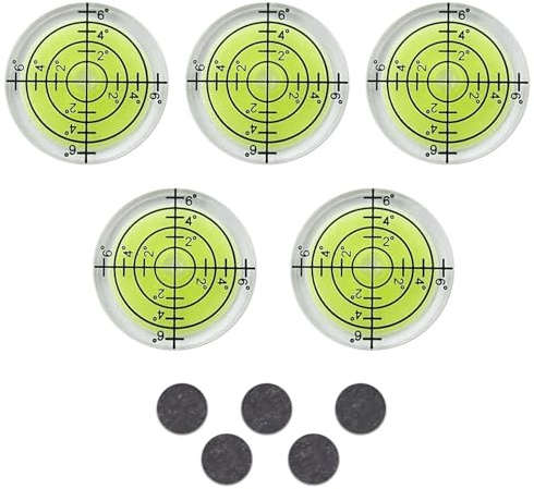 5 PCS Ø 32 mm di Diametro Mini Livelle a Bolla D'aria, Livella Tascabile di Precisione Con 5 Magneti Autoadesivi, Piccola Livella a Bolla D'aria, Mini Livella a Bolla