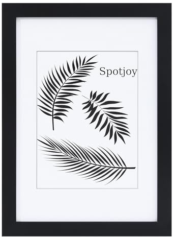 Spotjoy Bilderrahmen 15 x 20cm, MDF-Rahmen Holzrahmen mit Acrylglas Fotorahmen für Tisch- und Wandmontage Echtholz Passepartout Dokumentenrahmen Zertifikatsrahmen, Schwarz