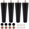 GBACHOOSE 4 Stück Möbelbeine Holz 20cm, Sofa Füße, Schwarz Mit M8 Bolzen, Montageplatte, Gummimatte für Couchtisch, Schrank