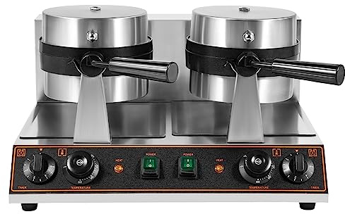 2600W Electric Commercial Waffle Maker Double Waffle Irons， Duel Side by Side Rotating Cooking Non-Stick Surfaces Suitable for Home，Snack Bar and Restaurant |Heavy Duty Restaurant Foodservice