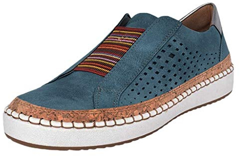 Marketplace UK Clearance,Lightweight Walking Trainers Womens,Wide Fit Shoes,Slip on Trainers,Non Slip Espadrilles Sole Shoes,Breathable Cutout,Warehouse Deals Clearance Returns Blue
