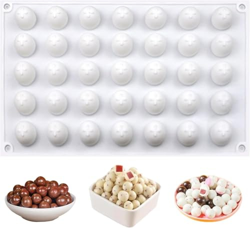 CUEMOON Stampo per cioccolato a forma di sfera in silicone, 35 fori, in silicone, per cioccolato, torte, gelatina, topo a cupola, fai da te