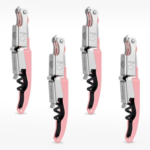 CORKAS Cavatappi Professionali Apribottiglie, Cavatappi da Sommelier, Coltello da sommelier, Cavatappi per Camerieri Apri Bottiglia Accessori del Vino e Regali (Rosa-4)