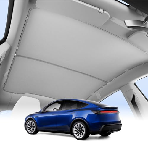 Spigen Tesla Model Y Juniper (Solo Premium & Performance 2025 2026) CryoShade Parasoles de Techo de Doble Capa con Protección contra Rayos UV [Pack de 2] Incluye 16 Clips para Accesorios Tesla Model Y