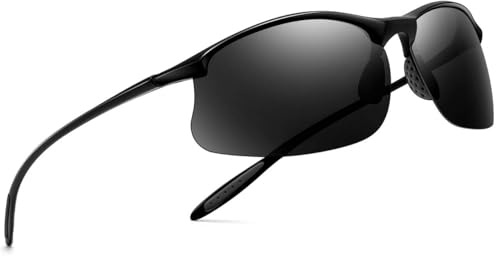 SUNGAIT Sports Sunglasses Ultra-light Rimless Polarized Sun Glasses for Men UV400 Protection Fishing Running Cycling Driving (Black Frame/Grey Lens)