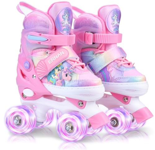 ERNAN Roller skates kids Roller boots,8 Light up Wheels and 4 Sizes Adjustable.Rollerskates for Kids Beginners, Suitable for Indoor Outdoor
