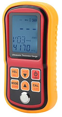 Akozon Medidor de Espesor de Ultrasonidos Digital 1-300 mm Calibrador Automático 12 Tipos Almacén de Datos y Memoria(GM130)