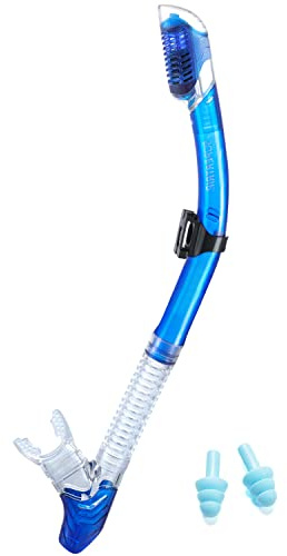 Supertrip Dry Snorkel-Diving Snorkel For Scuba Diving Freediving Snorkeling With Top Dry Valve And Comfortable Mouthpiece Snorkel Tube For Adults(blue)