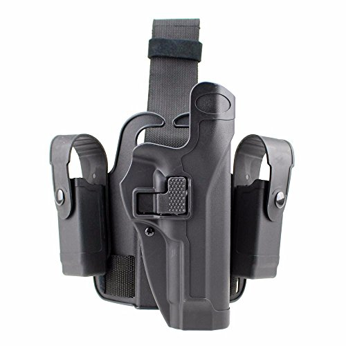 Gexgune Tactical Beinholster Rechte Hand Paddle Drop Oberschenkel Pistolenhalfter mit Druckknopf Magazin Taschenlampe Tasche für G1ock 17/19/22/23/31/32 (2 Farben optional)