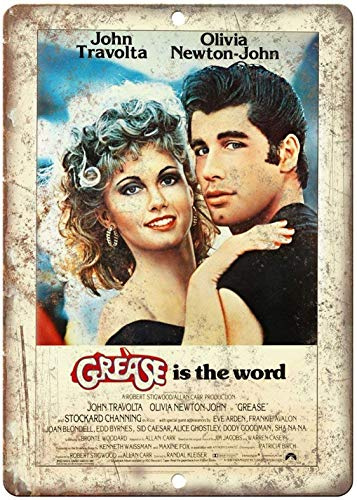 John Trabolta Olivia Newton-John Grease Is The Word - Cartel decorativo de 20 x 30 cm para decoración del hogar, cocina, baño, granja, jardín, garaje, citas inspiradoras para decoración de pared