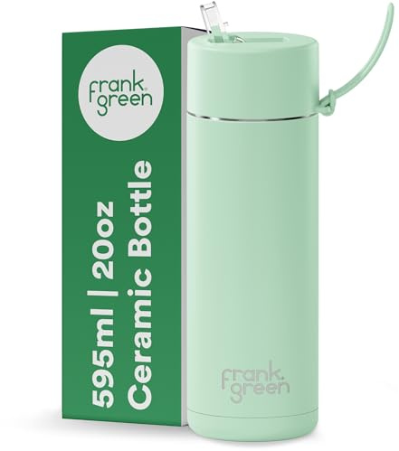 frank green Insulated Water Bottle for Cold Or Hot Drinks - 595ml/20oz Metal Bottle with Straw Lid, Ceramic Insulated, Stainless Steel, Triple Wall Vacuum - Mint Gelato Green by frank green