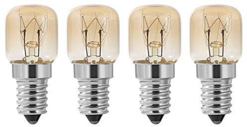 Bassulouda Ampoule de Four, Four 4 PièCes SéRies E14 15W, Ampoule de Four, Lampe de Four PygméE à Capuchon Transparent, RéSistance E14 Jusqu'à 300 Celsius pour Four