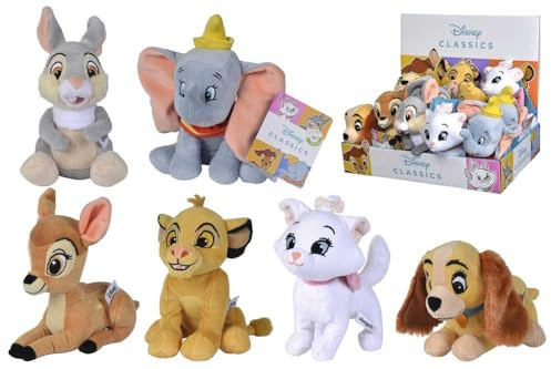 Simba - Disney Animal Friends Plüschtiere, 17 cm, 6 Modelle erhältlich, Dumbo, Bambi, Marie, Trommel, Lady, Wird zufällig ausgewählt, geeignet für alle Altersgruppen (6315876253)