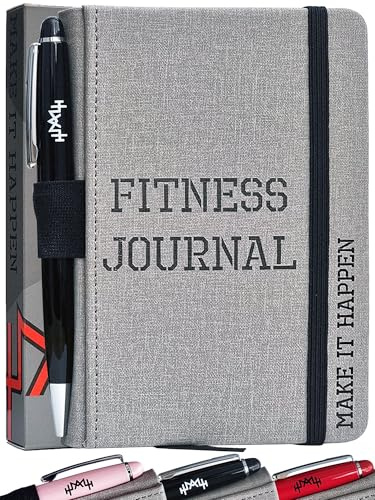A6 Pocket Fitness Journal & Workout Log Book for Men & Women – Track 93 Workouts, Set 15 Goals & Log 24 Personal Records – Sweatproof Gym Diary & Exercise Planner – Black