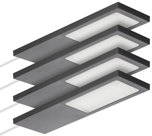 SOTECH Set med 4 LED-möbellampor GIULIA II utan sensor svart, 2700K varmvit inkl. transformator & fördelare Underskåpbelysning
