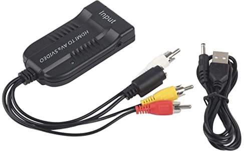 Beufee 1080p HDMI vers Mâle pour Adaptateur AV/CVBS/S-Vidéo, Convertisseur Audio Vidéo Plug and Play avec Câble USB pour TV VHS Magnétoscope Et Enregistreur DVD