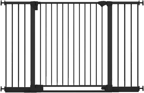 Safetots SafeStep Gate, Black, 152cm - 159cm, Extra Low Walkthough, 81cm Extra Wide Doorway, Extra Wide Gate for Stairs, Hallways and Doors, Baby and Toddler, Easy Installation