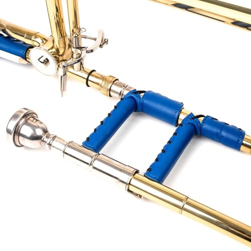 MG Leather Work Trombone Slide Guard. Genuine Leather Protection. Trombone Grip. Blue