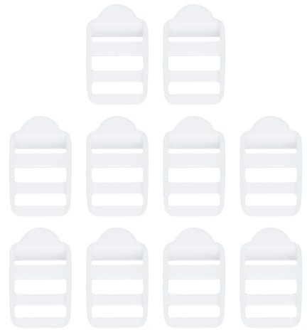 SUIKIHUM Slider per scaletta in plastica, fibbie per zaino Tri-Glides Clip per zaino, fibbie di bloccaggio regolabili di ricambio per cinghie di zaino, bianco, 2