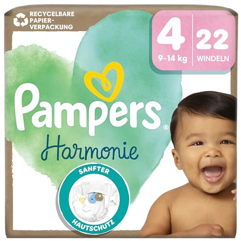 Pampers Harmonie Windeln Größe 4, 22 Windeln, 9kg-14kg, sanfter Hautschutz mit 100Prozent Pampers Schutz