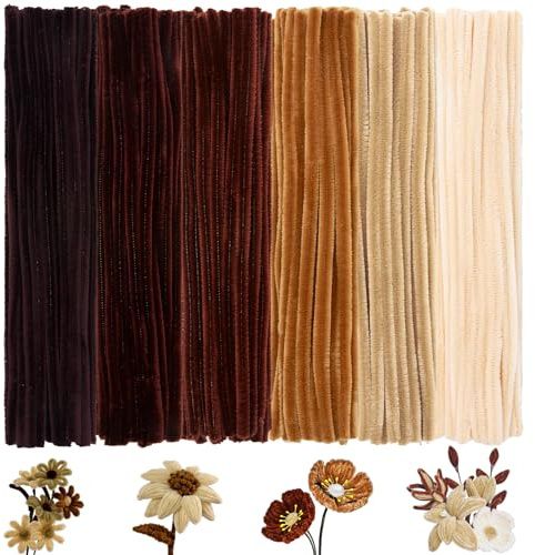 BULANGDE 300 Pfeifenputzer Braun zum Basteln Bunte 30cm Lang 8mm Dick,Pfeifenreiniger Blumen Pipe Cleaner Set für DIY-Deko,Festdekoration,Spielen/Lernen,Kinder Handwerk (6 Farbverlauf Braun)