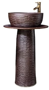 CAFIEDR Lavabos de Pedestal Lavabo de Columna Retro Lavabo de balcón Lavabo de pie Lavabo de Pedestal para baño doméstico