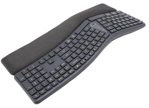 Cuifati 111 Keys Trådlöst Ergonomiskt Tangentbord, 2.4G USB C Bluetooth Split Wireless Computer Keyboard med Dämpad Handledsstöd, Laddningsbart Speltangentbord, för PC -bärbar Dator