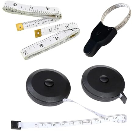 5PCS Body Measuring Tape Set, 150cm/60 Inch Dual Sided Soft and Retractable Tape Measure for Body, Sewing, Tailoring and Crafts