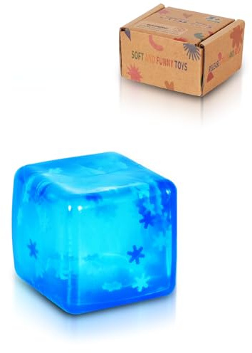 Copfeqyr Balle Anti-Stress Cube Flocon 3,5 cm – Cube Squishy Fidget Sensoriel pour Enfants et Adultes, Jouet à Presser, Boîte Cadeau (Blue)