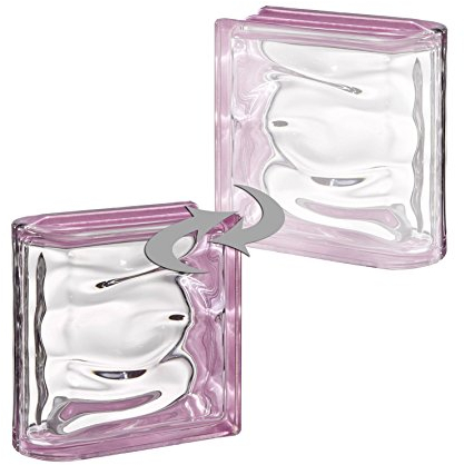 1 pièce BM brique de verre AQUA réflexe améthyste 1 face satinée (verre dépoli) 19x19x8 cm - Finition linéaire horizontale