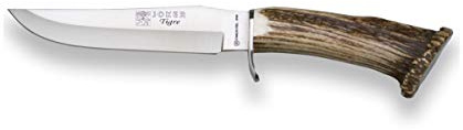 Joker Cuchillo de Monte Tigre CN34, con Mango Corona de Ciervo y Hoja INOX de 17 cm, 300 Gramos, cruceta INOX, Herramienta de Pesca, Caza, Camping y Senderismo