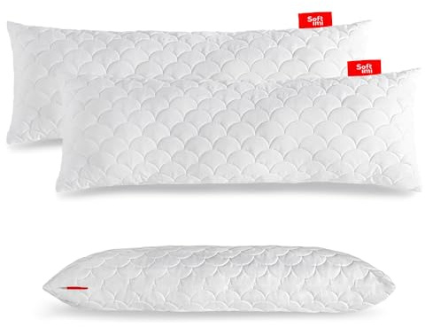 Quiltad premiumkudde SOFTIMI – antiallergisk – anti-kvalster – luktlös kan användas omedelbart – med hårdhetsinställning (set om 2 40 x 105 cm)