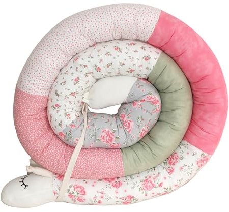 Bettschnecke, Bettschlange XXL (Motiv Rosen rosa) Länge 250cm **personalisierbar**Seitenschläferkissen