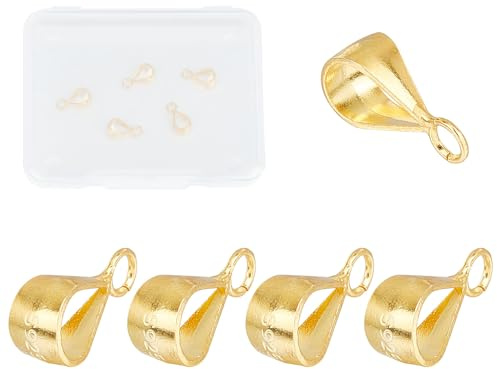 NICENEEDED Fianzas de Oro de 14 quilates para Colgantes, Cierre de 925 fianzas de Joyería de Plata de Ley, Conectores Deslizantes con Bucle Abierto para Hacer Collares Y Joyas (5 piezas)