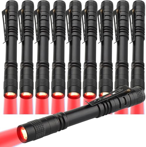 MODOAO rött ljus LED-ficklampa bärbar ficklampa nödfall liten ficklampa arbetsljus rött ljus pennficklampa för olika scenarier (10)