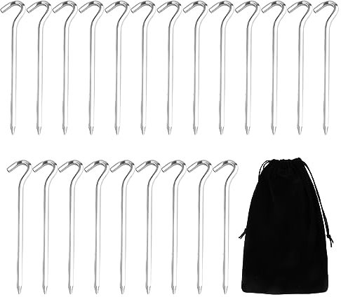 20 x Zeltheringe aus Stahl,18cm Heringe Erdnägel Stabil Metall, Aluminium Zeltnagel mit Kordelzugbeutel für Weihnachten Garten Outdoor