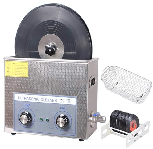 Vinylskivor ultraljudsrengörare, 6L bärbar ultraljudsrengörare, 0-30 min timer- Automatisk roterande- värmefunktion för 7/10/12 skiva