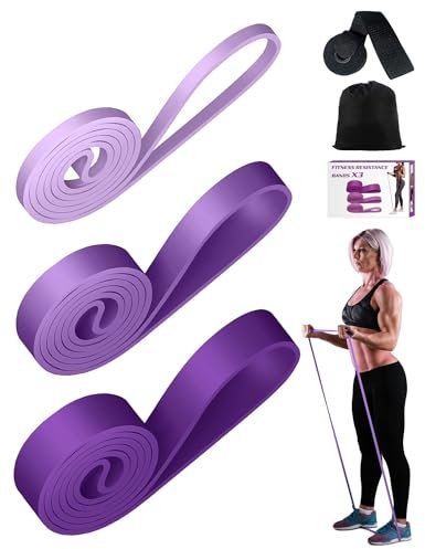 Bande Elastique Musculation 3 Types De Résistance Élastique Musculation Ancrage de Porte Facile à Transporter de Porte Bande Elastique Fitness pour Entraînement Pilates Physio Stretch Yoga Violet