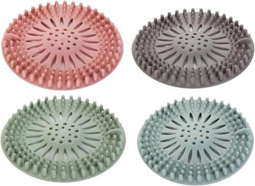 Set of 4 Silicone Hair Catchers for Shower Drains, Sink Strainers & Protectors – Durable, Long-Lasting Material. Effortless Installation & Cleaning for Use in Kitchens, Bathrooms, and Bathtubs