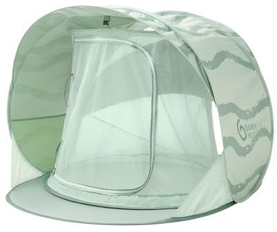 Babymoov Moov & Protect Anti-UV Cooling Beach Tent for Babies with Integrated Mosquito Net, Portable, Green Lagoon (Summer 2025 Edition)